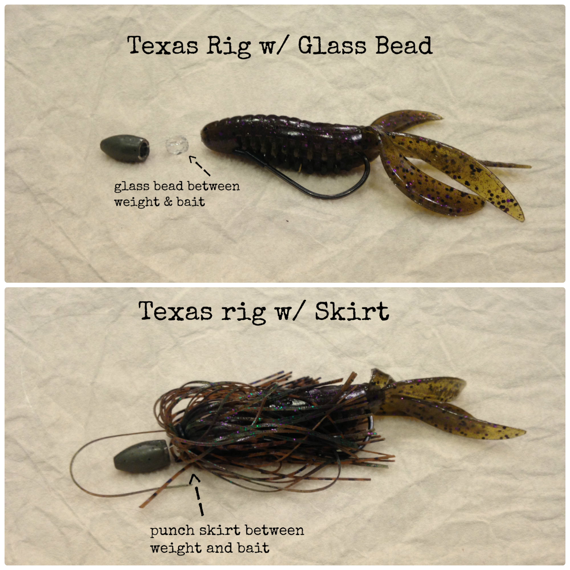 glass bead and skirted texas rig